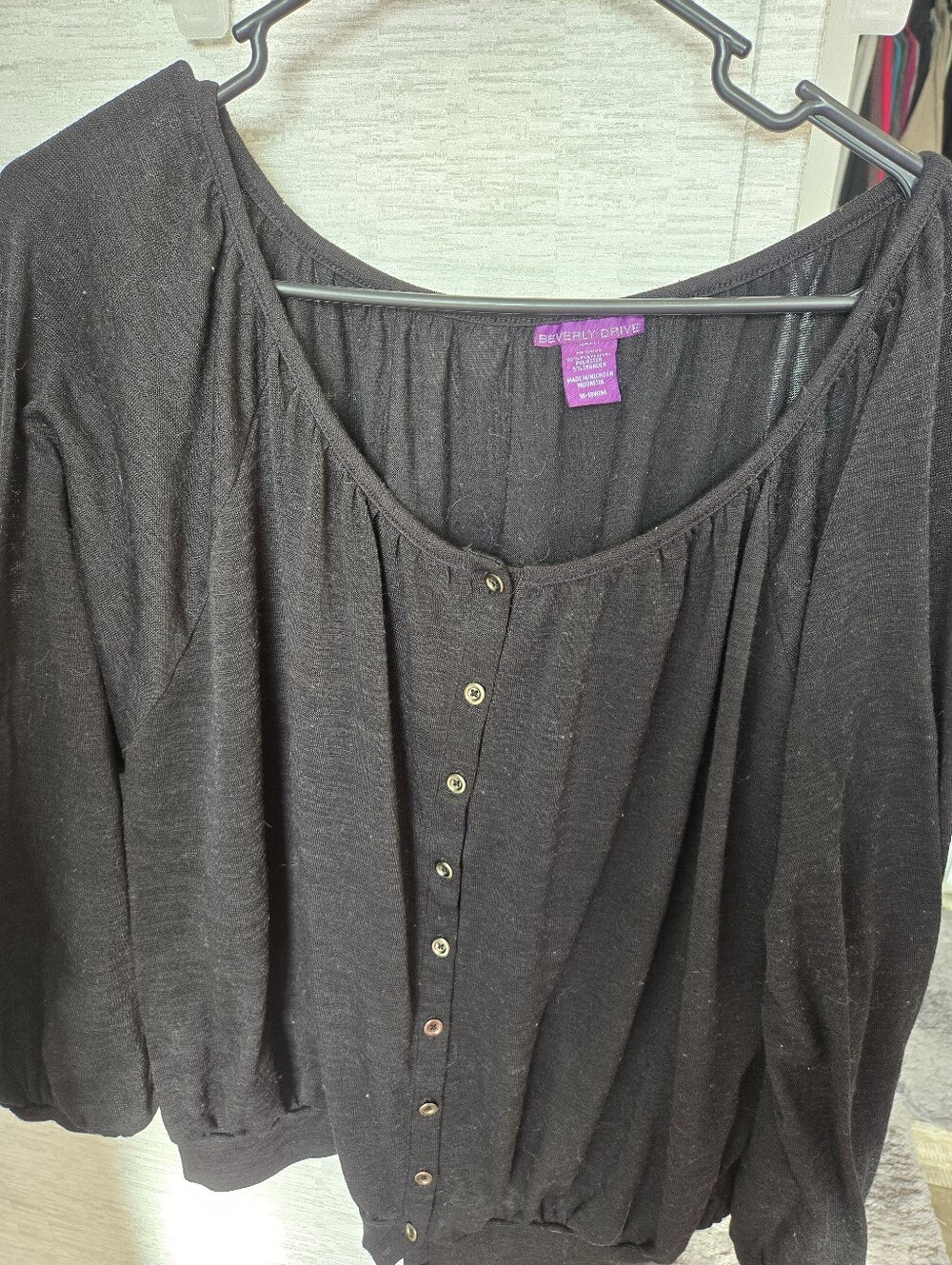 Beverly Drive Black Button-Front Women’s Top